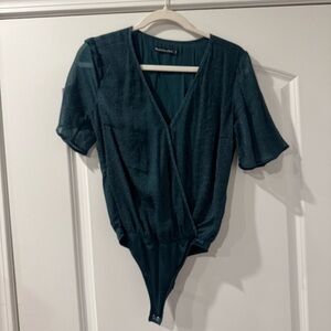 Abercrombie & Fitch Green Chiffon Bodysuit, short sleeve.